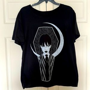 Wednesday television series double sided XL black tee shirt